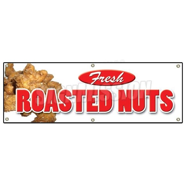 ROASTED NUTS BANNER SIGN fresh hot signs stand peanuts chestnuts salted